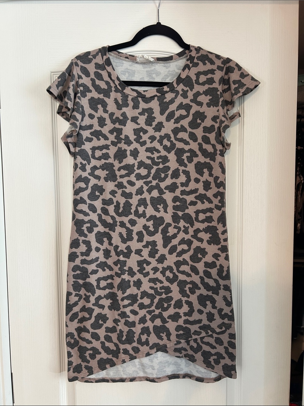 Fantastic Fawn Taupe Dress with Charcoal Leopard Print